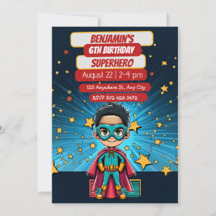 Cartes Pour Fêtes Annuelles Superhero Adventure Attend l'invitation de la fête