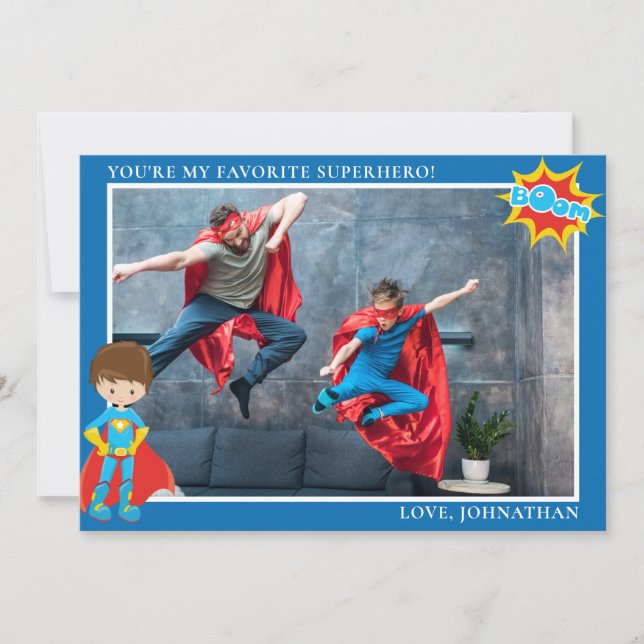 Cartes Pour Fêtes Annuelles Superhero Fête des pères photo personnalisée (Devant)