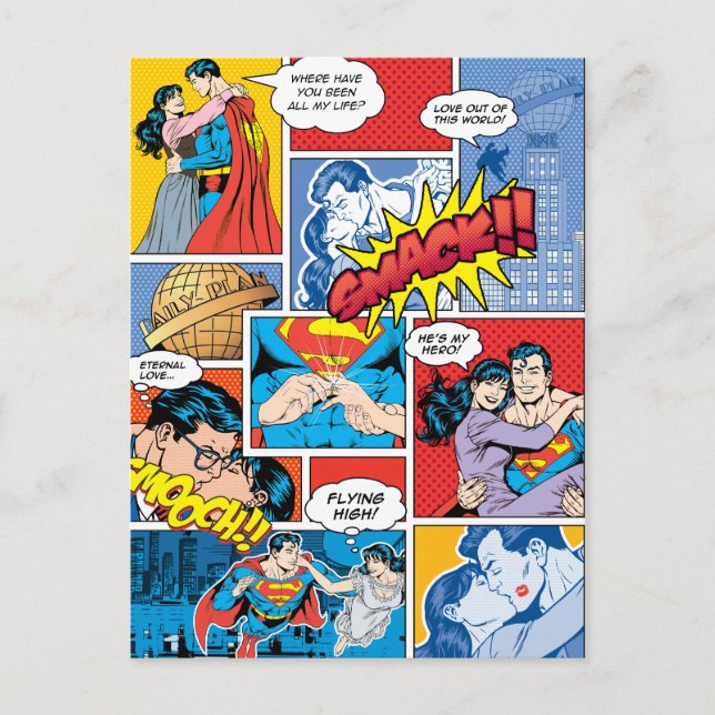 Cartes Pour Fêtes Annuelles Superman Saint-Valentin | Collage de bande dessiné (Devant)