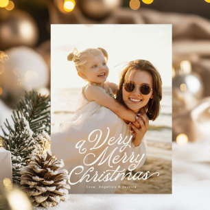 Cartes Pour Fêtes Annuelles Superposition de lettrage blanc Une photo très joy