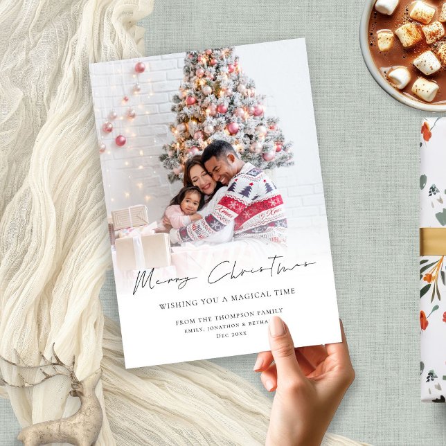 Cartes Pour Fêtes Annuelles Superposition de photo familiale minimale Joyeux N (Créateur téléchargé)