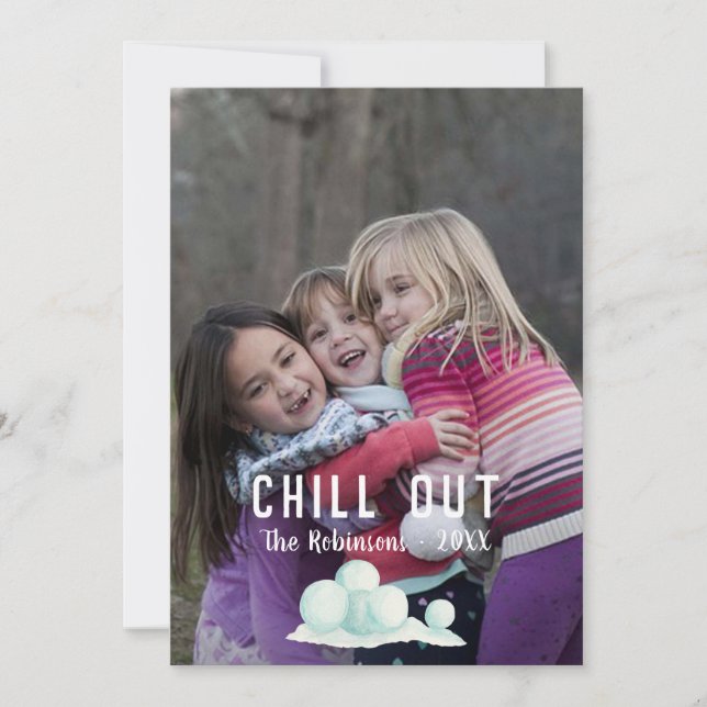 Cartes Pour Fêtes Annuelles Superposition de texte Neige photo de famille de N (Devant)