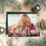 Cartes Pour Fêtes Annuelles Superposition esquissée | Oh Quelle photo amusante<br><div class="desc">Partagez vos voeux de vacances avec ces cartes photo de Noël avec votre photo préférée horizontale ou orientée paysage en frappant fond de sang total. "Oh c'est amusant !" apparaît en bas comme une superposition de texte dans une brosse blanche en typographie lettrée. Personnalisez avec votre nom de famille ou...</div>