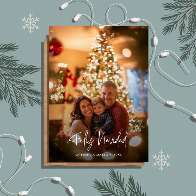 Cartes Pour Fêtes Annuelles Superposition photo moderne Feliz Navidad Christma (Créateur téléchargé)