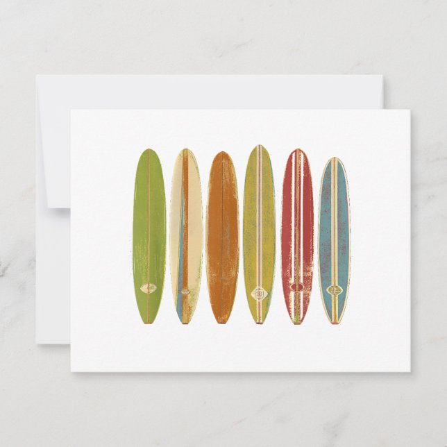 Cartes Pour Fêtes Annuelles Surf de Longboard (Devant)