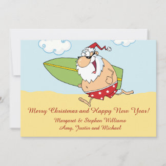 Cartes Pour Fêtes Annuelles Surf Père Noël
