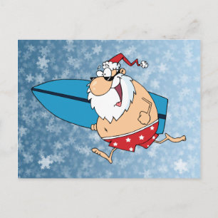 Cartes Pour Fêtes Annuelles surf père Noël