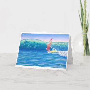 Cartes Pour Fêtes Annuelles Surf Père Noël