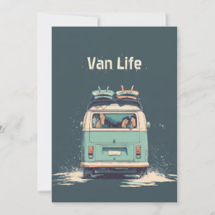 Cartes Pour Fêtes Annuelles Surf Van Splash – Camionnette Rétro de Plage