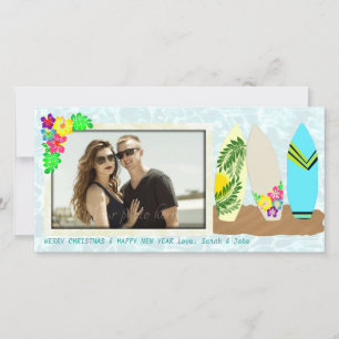 Cartes Pour Fêtes Annuelles Surfboards Noël hawaïen