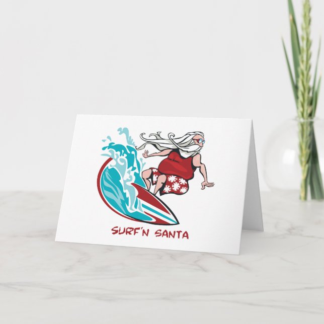 Cartes Pour Fêtes Annuelles Surf'n Père Noël (Devant)