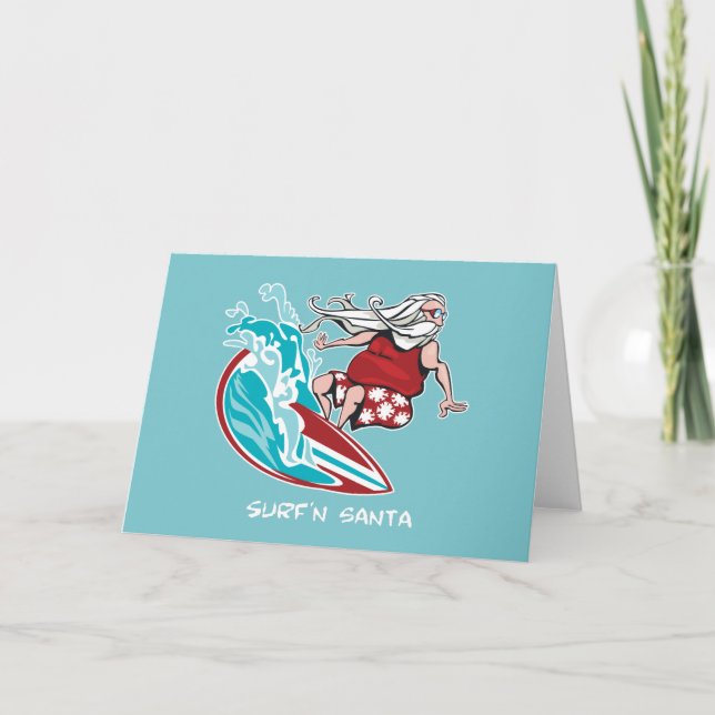 Cartes Pour Fêtes Annuelles Surf'n Père Noël (Devant)