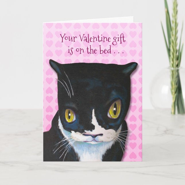 Cartes Pour Fêtes Annuelles SURPRISE de Valentine de chat ! (Devant)