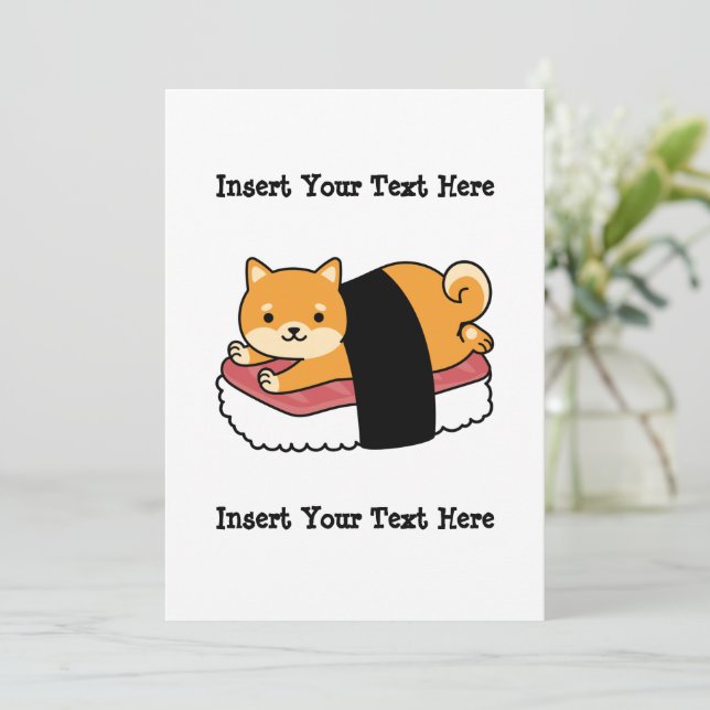 Cartes Pour Fêtes Annuelles Sushi Shiba Inu - Cute Chien Japonais nourriture (Debout devant)
