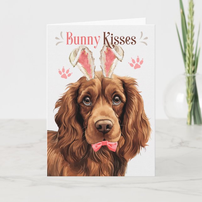 Cartes Pour Fêtes Annuelles Sussex Spaniel Chien Bunny Oreilles pour Pâques (Devant)