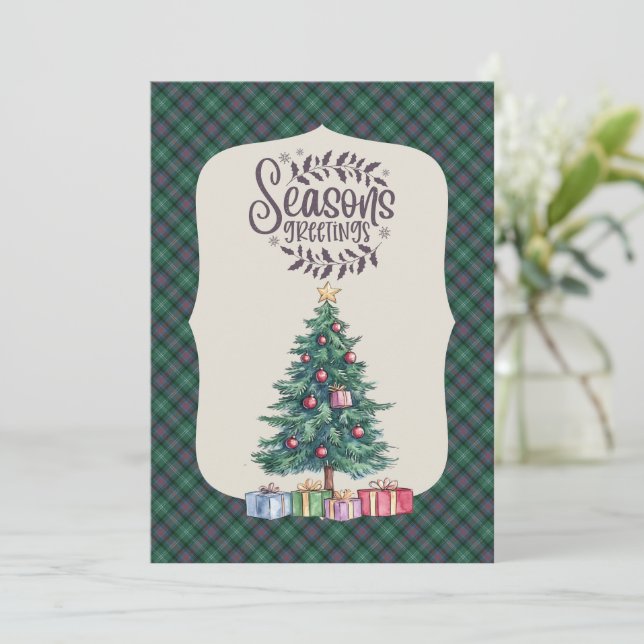 Cartes Pour Fêtes Annuelles Sutherland Old Ancien Tartan de Noël Écossais (Debout devant)