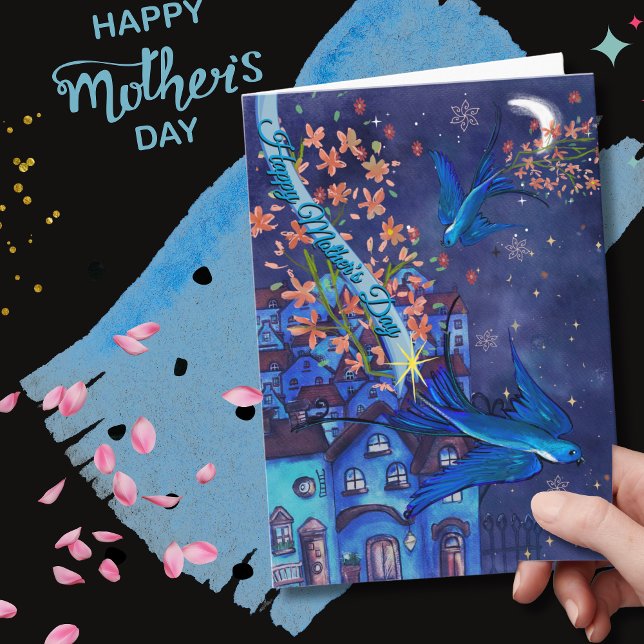 Cartes Pour Fêtes Annuelles Swallow carries a Message of love to all mothers  (Swallow carries a Message of love to all mothers Holiday Card)