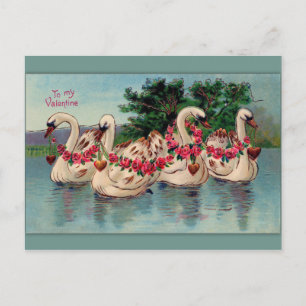 Cartes Pour Fêtes Annuelles Swans vintages et Roses Valentine