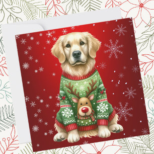Cartes Pour Fêtes Annuelles Sweat de Noël Golden Retriever en rouge