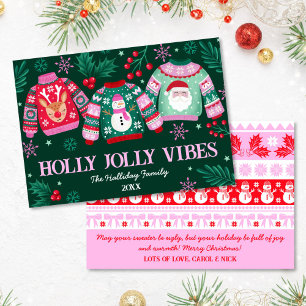 Cartes Pour Fêtes Annuelles Sweaters moches avec Père Noël, Reindeer & Snowmen