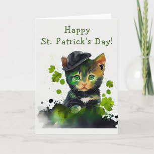 Cartes Pour Fêtes Annuelles Sweet Black Kitten le jour de la Saint-Patrick