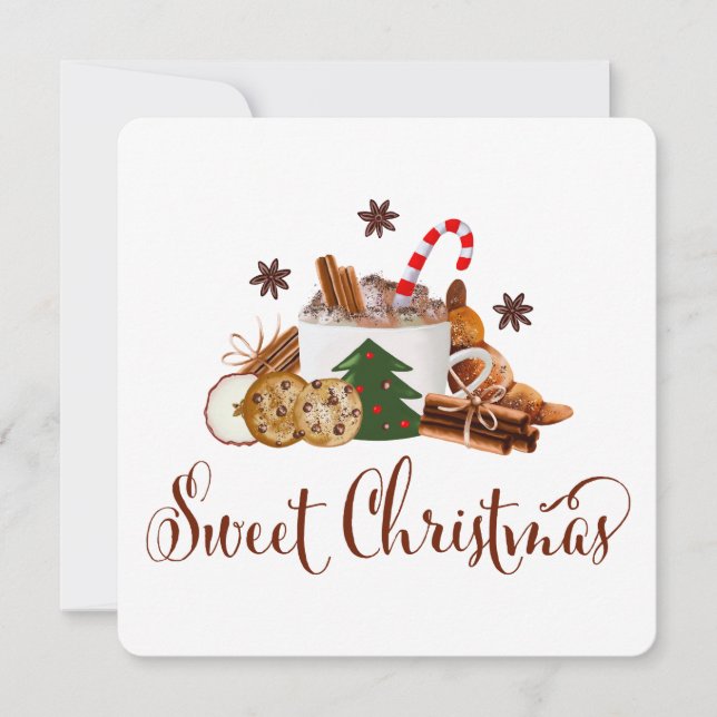Cartes Pour Fêtes Annuelles Sweet Christmas Frappuccino Cookie Cinnamon Art (Devant)