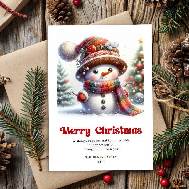 Cartes Pour Fêtes Annuelles Sweet Christmas snowman kids minimalist editable (Sweet Christmas snowman kids minimalist editable Holiday Card)