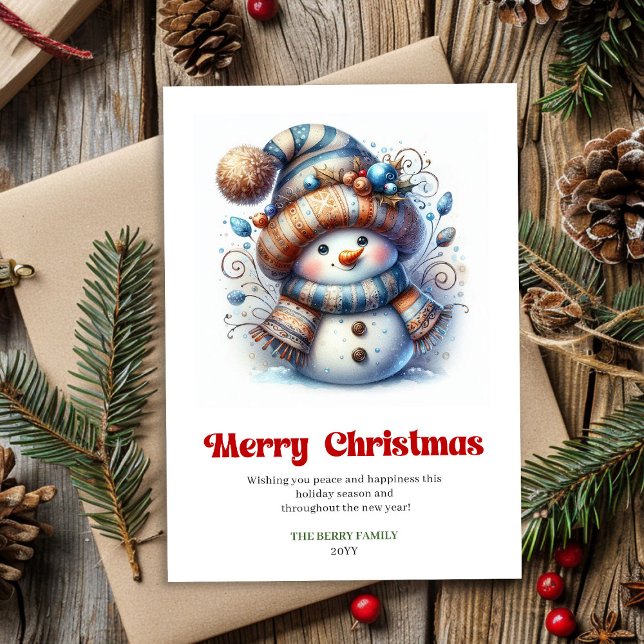 Cartes Pour Fêtes Annuelles Sweet digital cartoon snowman festive greeting (Sweet digital cartoon snowman festive greeting)