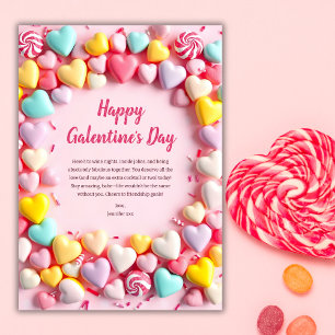 Cartes Pour Fêtes Annuelles Sweet & Fun Coeurs de bonbons Colorful Galentine's