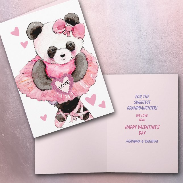 Cartes Pour Fêtes Annuelles Sweet Grandgirl Dancing Panda Bear Valentine (Créateur téléchargé)