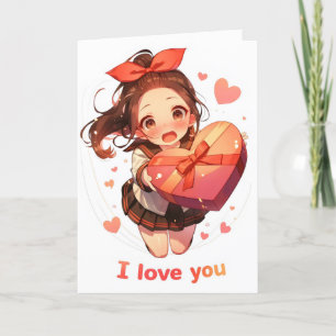 Cartes Pour Fêtes Annuelles Sweet Love Anime Girl