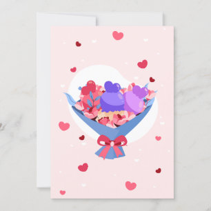 Cartes Pour Fêtes Annuelles Sweet Love Bouquet Fleurs Coeurs Crème glacée