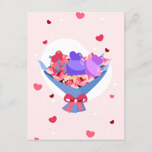Cartes Pour Fêtes Annuelles Sweet Love Bouquet Fleurs Coeurs Crème glacée
