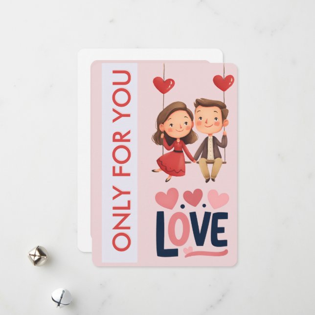 Cartes Pour Fêtes Annuelles Sweet Love Couple Valentine’s Day  (Devant/Arrière en situation)