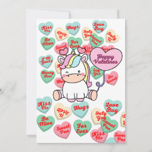 Cartes Pour Fêtes Annuelles Sweet Magic of Love : Bonbons et Unicorn Délice