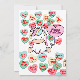 Cartes Pour Fêtes Annuelles Sweet Magic of Love : Bonbons et Unicorn Délice