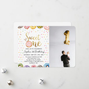 Cartes Pour Fêtes Annuelles Sweet One First Birthday Invitation, Donut 1er