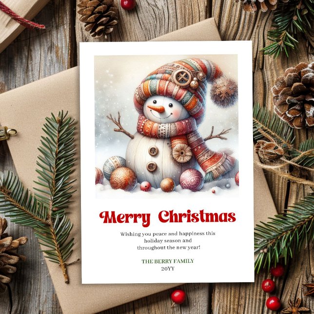 Cartes Pour Fêtes Annuelles Sweet printable Christmas snowman festive holiday (Sweet printable Christmas snowman festive holiday)
