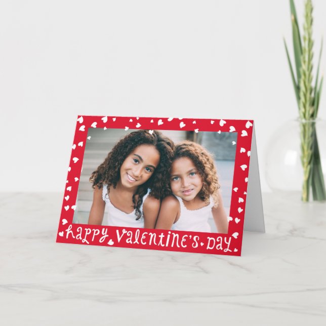 Cartes Pour Fêtes Annuelles Sweet Red Scattered Hearts Photo Frame Valentine's (Devant)