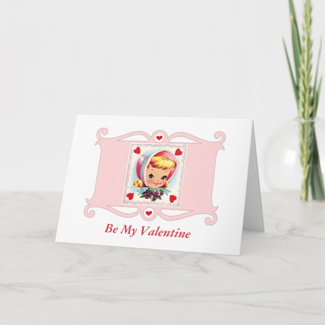 Cartes Pour Fêtes Annuelles Sweet Retro Valentine Girl (Devant)