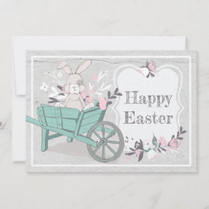 Cartes Pour Fêtes Annuelles Sweet Rustic Wheelbarrow Bunny Photo Pâques