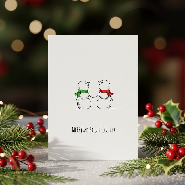 Cartes Pour Fêtes Annuelles Sweet Snowman Couple Christmas Greeting Card (Créateur téléchargé)