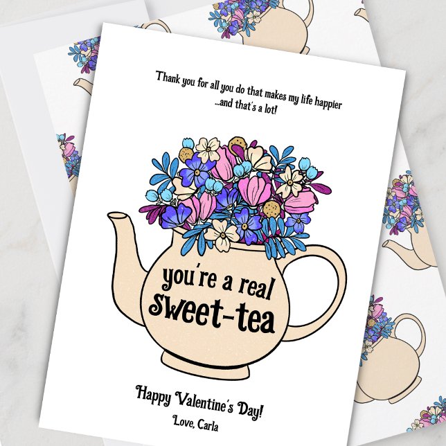 Cartes Pour Fêtes Annuelles Sweet Tea Illustrated Valentine's Day (Créateur téléchargé)