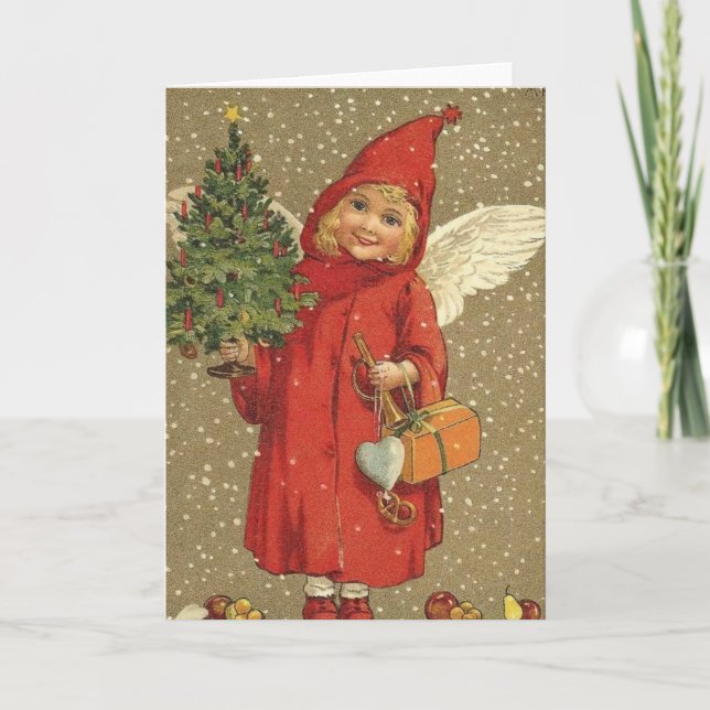 Cartes Pour Fêtes Annuelles Sweet Vintage Noël Angel (Devant)