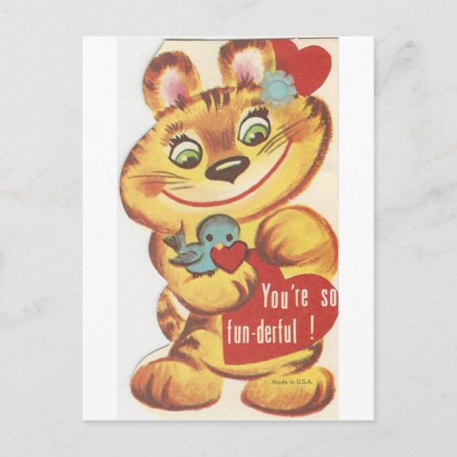 Cartes Pour Fêtes Annuelles Sweet Vintage Tiger Valentine (Devant)