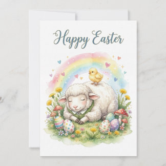 Cartes Pour Fêtes Annuelles Sweet Watercolor Sheep Easter Card