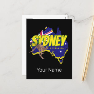Cartes Pour Fêtes Annuelles Sydney Australie Kangourou Rétro Et Drapeau Vintag