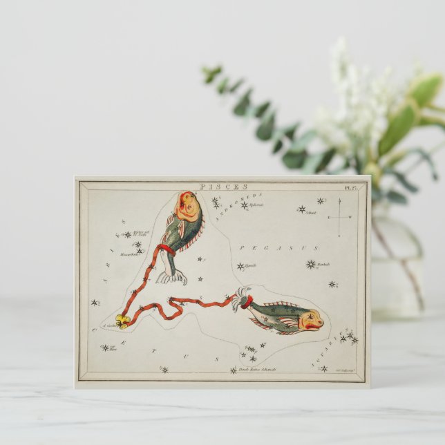 Cartes Pour Fêtes Annuelles Symbole astronomique des Poissons Zodiac Anniversa (Debout devant)