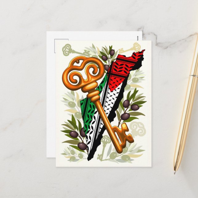 Cartes Pour Fêtes Annuelles Symbole clé palestinien du droit au retour (Devant/Arrière en situation)