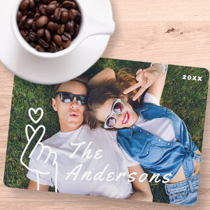 Cartes Pour Fêtes Annuelles Symbole Coeur mignon moderne Main Signer Photo per